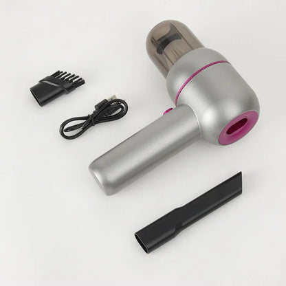 XC-06 grey portable handheld car vacuum cleaner with rechargeable battery and accessories
