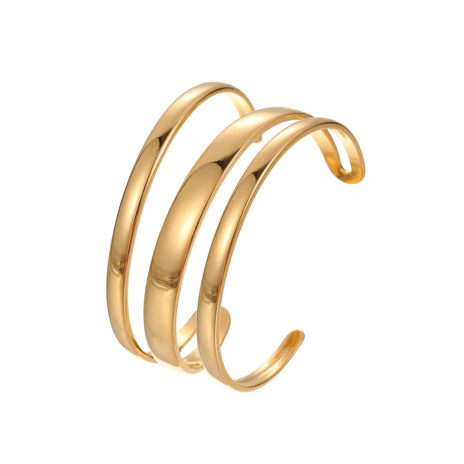 Geometric stainless steel bracelet with simple opening design and 18K gold electroplating