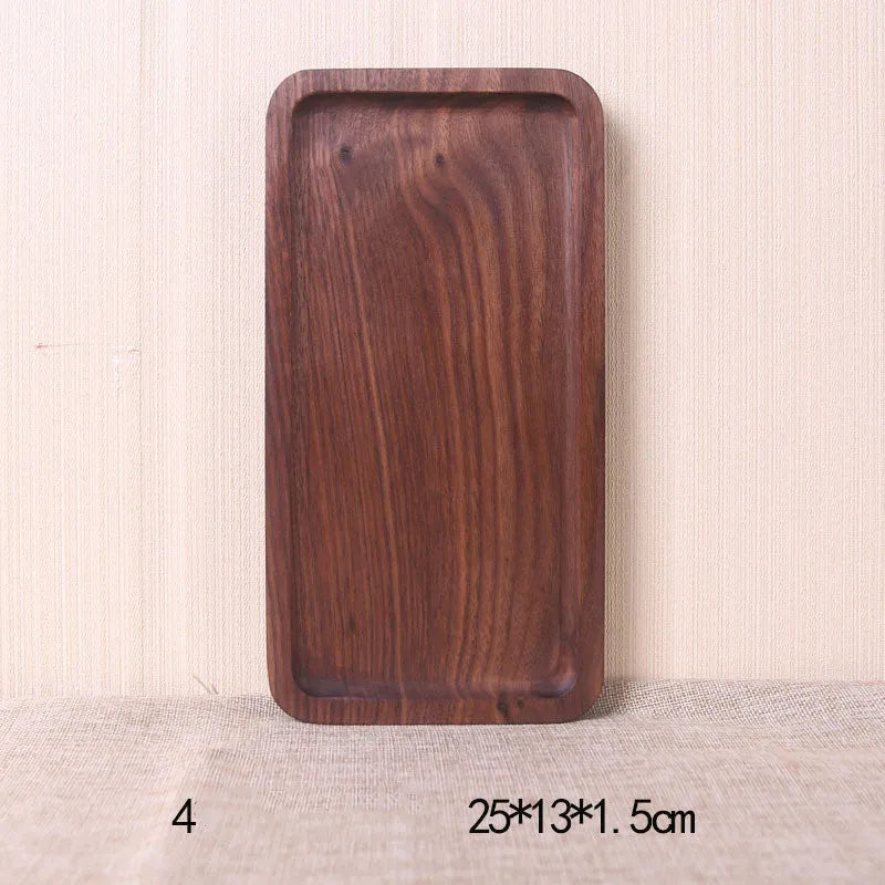 Japanese style black walnut wooden rectangular dinner plate with hand-painted plain surface