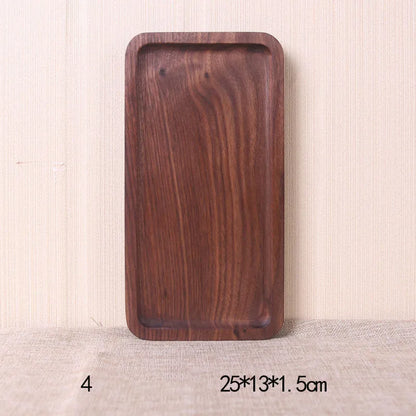 Japanese style black walnut wooden rectangular dinner plate with hand-painted plain surface
