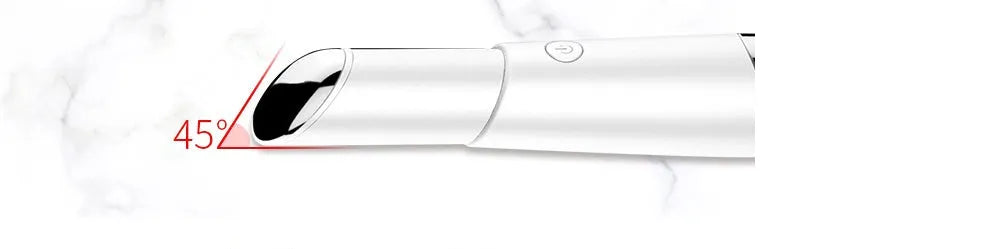 Mini electric vibration eye massager pen in pink and white with 40°C thermal head and USB charging cable