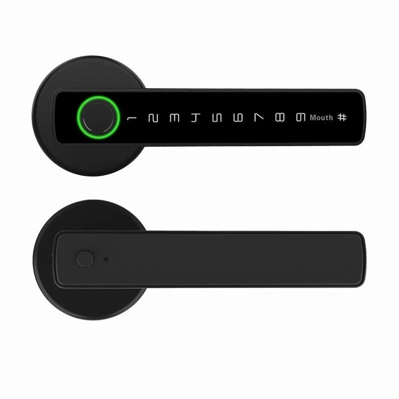 Black smart door lock with spherical handle for indoor wooden doors featuring electronic access control