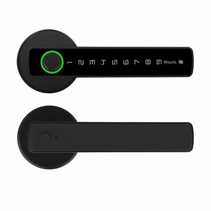 Black smart door lock with spherical handle for indoor wooden doors featuring electronic access control