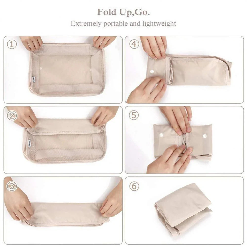 8-piece set of travel packing organisers in various colours for efficient luggage packing