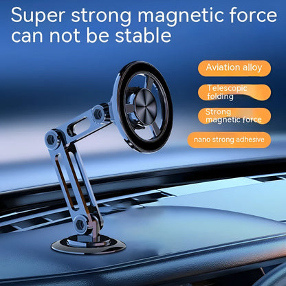 All-metal magnetic car phone holder in silver colour with 360-degree rotation ball joint
