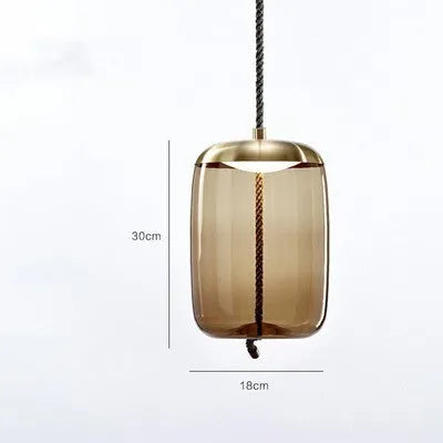 Glass chandelier with twine design, 30cm by 30.5cm, LED warm light, 220V, in amber, water blue, or smoke grey.