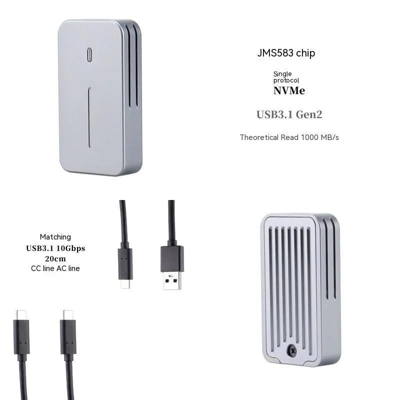 Aluminium M.2 SSD enclosure with USB-C connector for external storage expansion