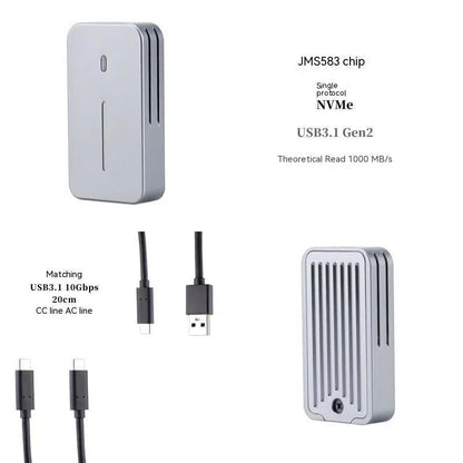 Aluminium M.2 SSD enclosure with USB-C connector for external storage expansion