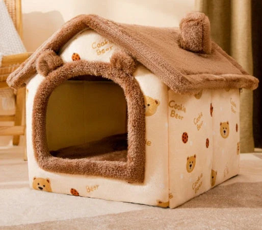 Cozy and Foldable Pet Bed for Dogs and Cats: Premium Synthetic Fur, Self-Warming, and Non-Slip Design
