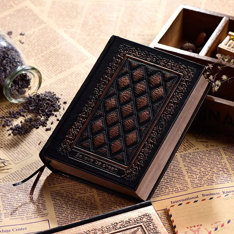 Embossed faux leather notepad with super thick pages in bronze and black gold colour options