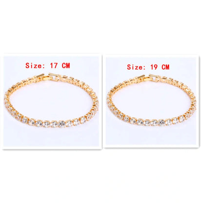 Cubic Zirconia Tennis Bracelet with AAA+ stones and copper box chain in various colours