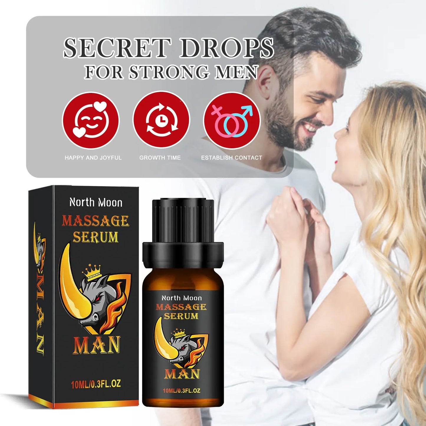 10ml men's endurance vitality essential oil bottle with massage care formulation