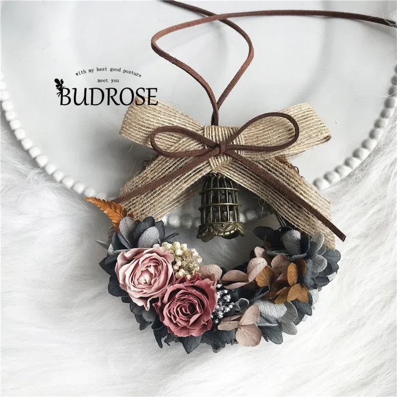 10cm wooden DIY preserved flower vine ring kit with glue and tools for salon or car hanging decoration