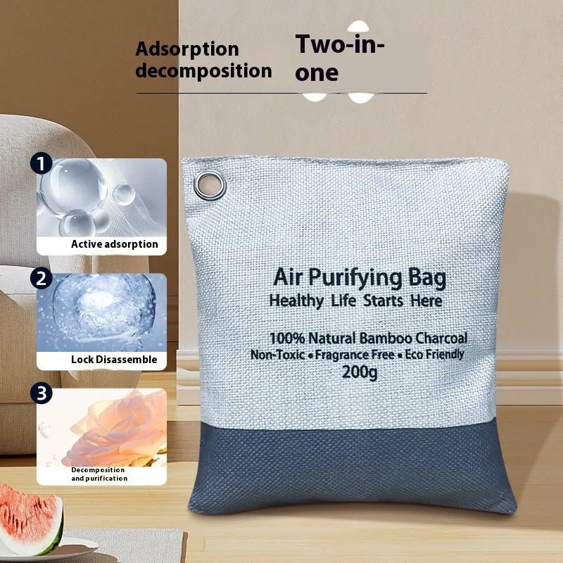 Bamboo charcoal deodorant bag with granular activated carbon for room formaldehyde removal and odour absorbing