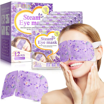 Disposable lavender-scented eye mask with steam heating technology, 12-piece pack