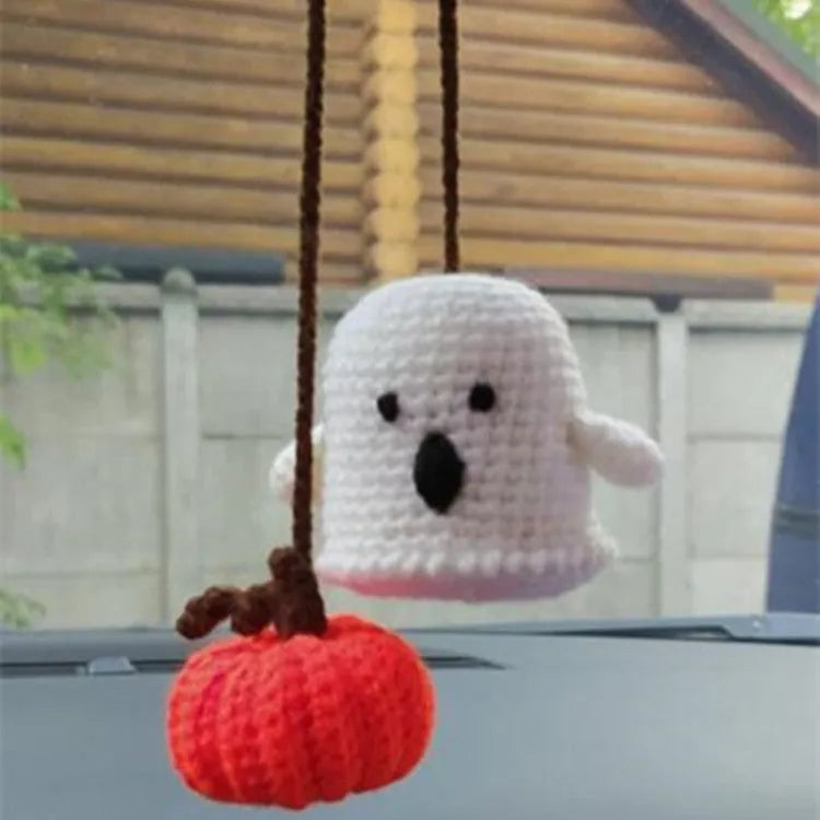 Plush hand-woven car hanging ornament with Halloween cartoon character design