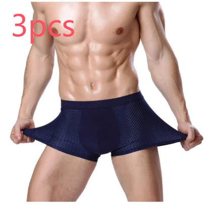 Men's ice silk underwear with U-convex design in modal fabric, showing breathable mesh construction