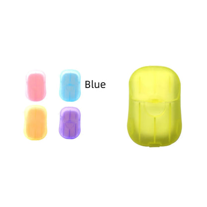 Disposable hand soap paper sheets showing 3.6x5.6cm size and multiple colour options