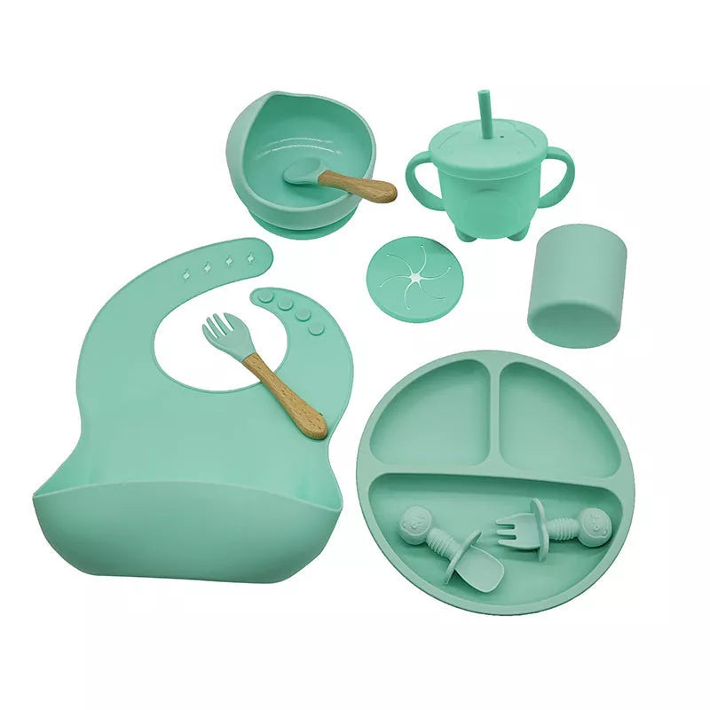 10-piece baby silicone feeding tableware set in various colours
