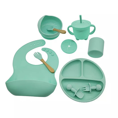 10-piece baby silicone feeding tableware set in various colours