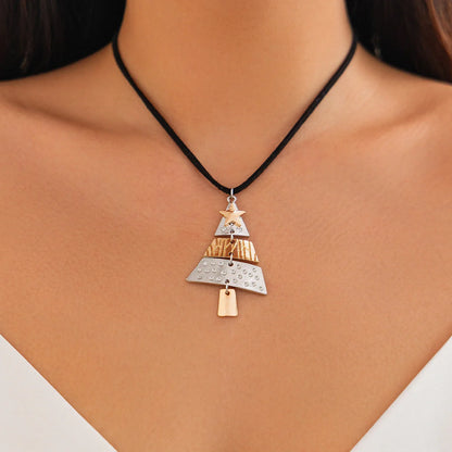 Christmas Tree Necklace and Earrings Set with five-pointed star design in mixed colours