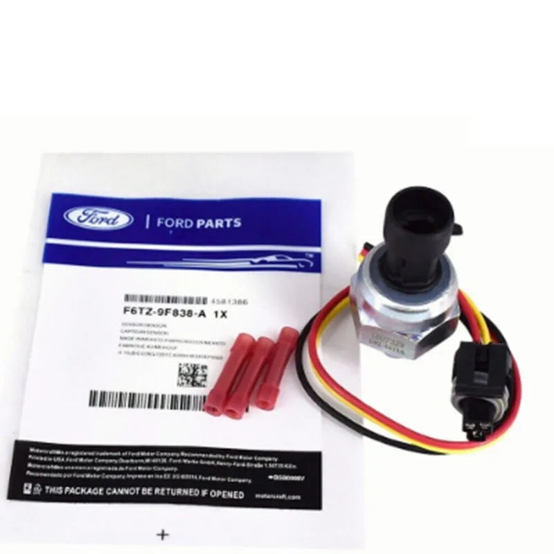 Ford F6TZ-9F838-A MAP pressure sensor with connecting line on white background.