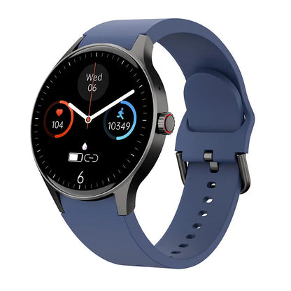 Smart watch with blood sugar and heart rate monitoring on wrist showing AMOLED display