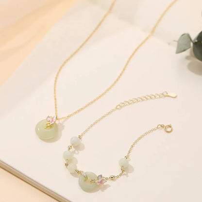 925 silver orchid necklace with geometric flower pendant and safety buckle clasp on O-ring chain