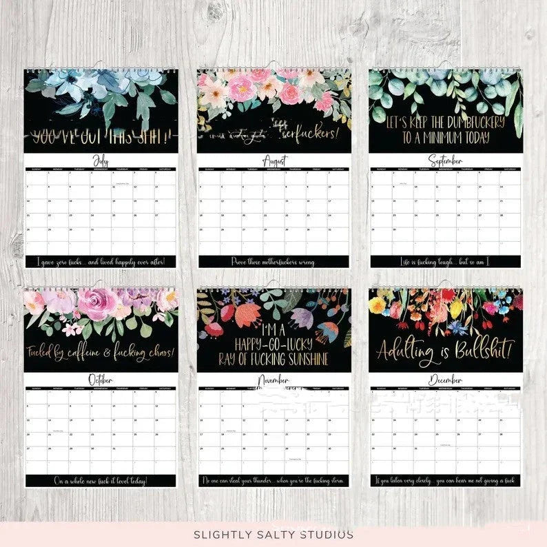 2024 Wall Calendar for Busy, Tired-Ass Women with Coil Binding, Monthly and Weekly Layouts, Meal Planner, and Humor-Filled Content