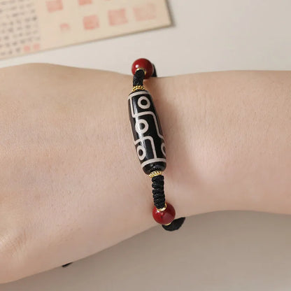 Shrinkable Tibetan agate Dzi bead bracelet for men with adjustable couple-style design