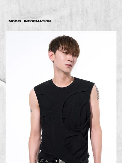 Men's solid colour Lyocell vest with round neck collar in black or grey