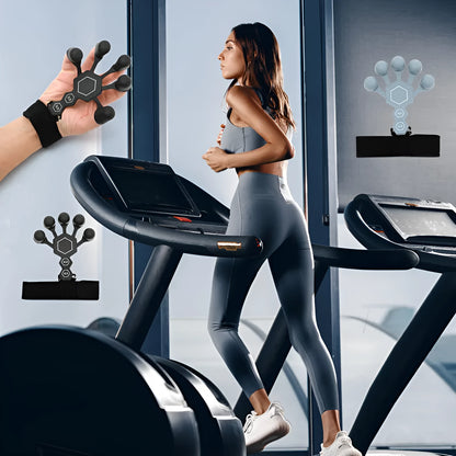 Black and grey silicone 5-finger rehabilitation hand trainer for adult fitness and strength training