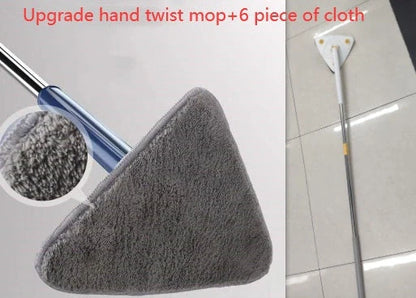 Extendable Triangle Mop with 360° rotatable head for deep cleaning floors, walls, and ceilings