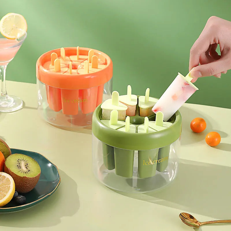 Orange and green ice cream mould for making popsicles at home measuring 13.2 cm
