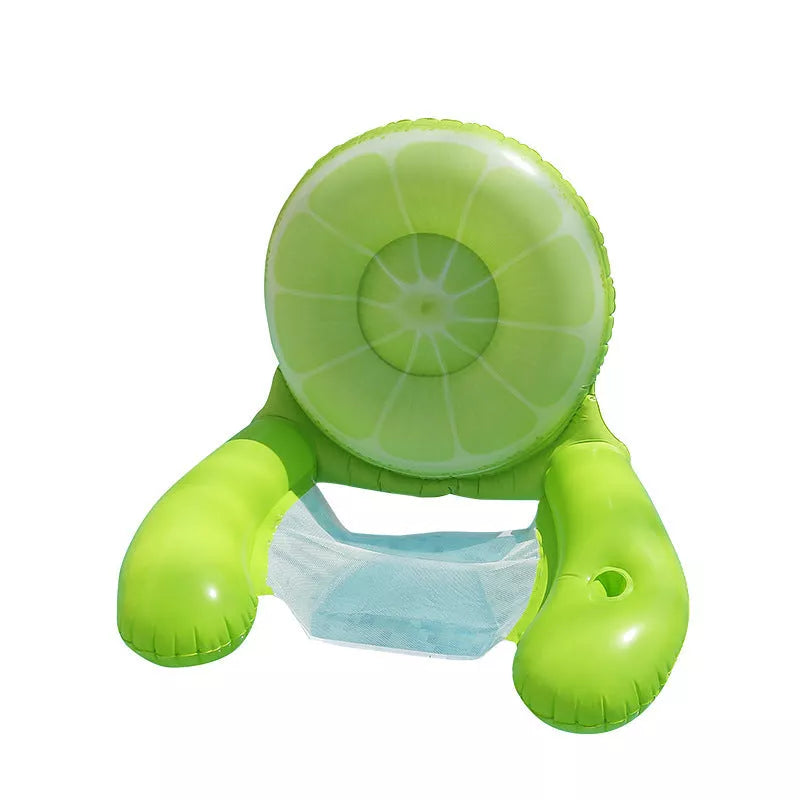 Inflatable animal style floating deck chair with net for water relaxation