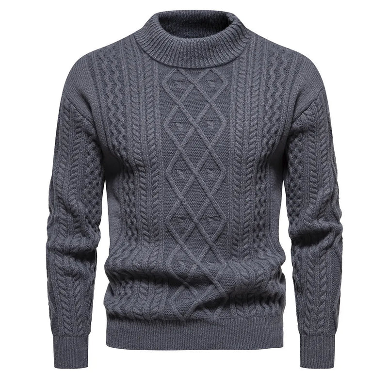Men's Round Neck Pullover Sweater in Solid Colours, Thickened Polyester Blend Knit, Sizes M to 3XL, Warm Layering Top for Autumn Winter Daily Wear in Dark Grey, Green, Blue, Black, Beige or Light Brown
