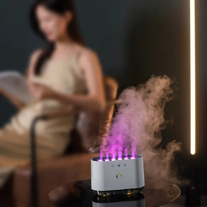 White Dynamic Pickup humidifier with atmosphere light and aromatherapy tray on a tabletop.