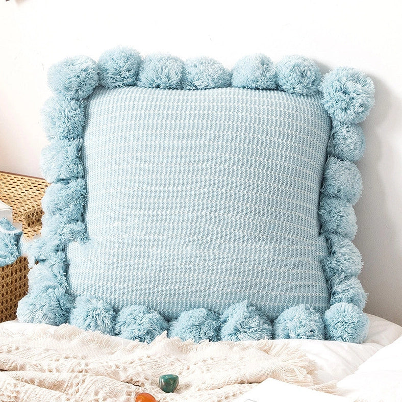 45cm square knitted throw pillow with removable cover in Nordic style