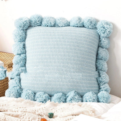 45cm square knitted throw pillow with removable cover in Nordic style