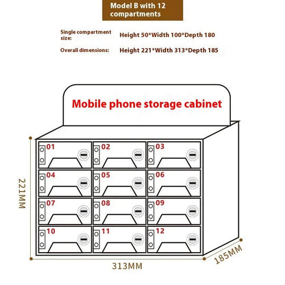 Transparent acrylic mobile phone storage cabinet with charging holes in modern simple style for office organisation