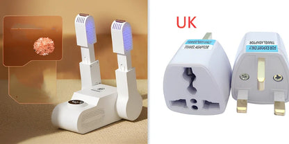 Household shoe dryer with telescopic design showing UK plug and 1.3m cord for footwear drying