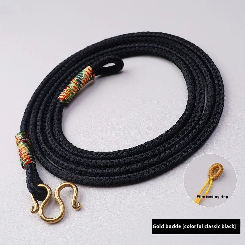 Gold and silver Thangka Peace Buckle imitation pearl necklace with mixed gem inlaid pendant.