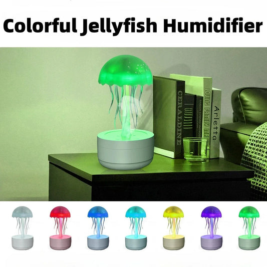 A white jellyfish-inspired humidifier and aromatherapy diffuser with a colorful night light and mist feature