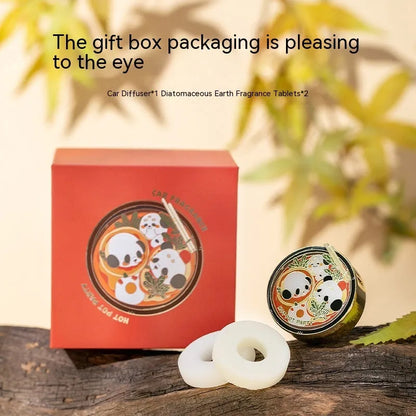 Panda hot pot car air freshener diffuser with diatomite fragrance tablets