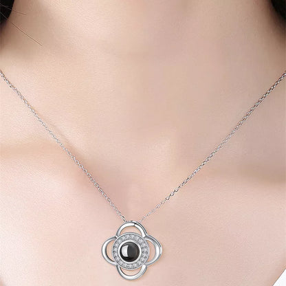 Valentine's Day Metal Rose Jewelry Gift Box Necklace with adjustable crystal necklace and maroon gift box