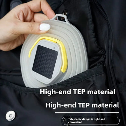 White camping lamp with single-key switch, compact design for tents and outdoor use