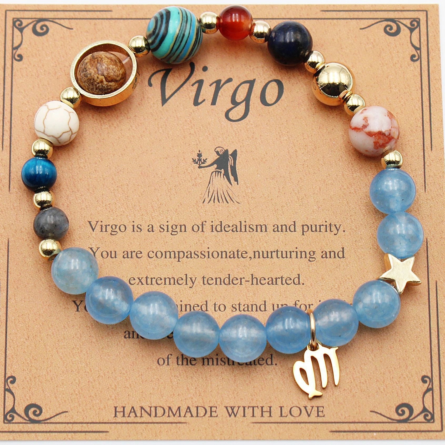 Handcrafted zodiac bracelets with natural stone beads and constellation designs