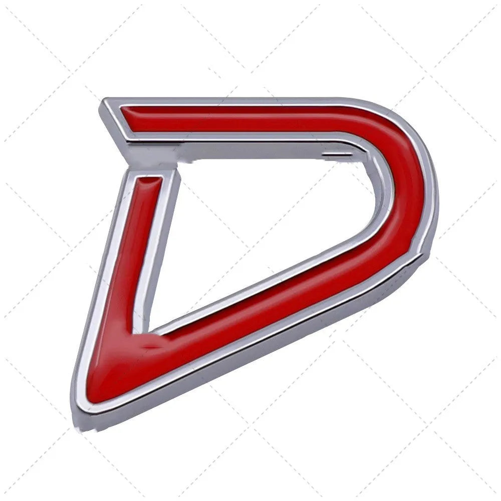 SD and D pattern metal car stickers in red silver and red black colours for vehicle bumper decoration