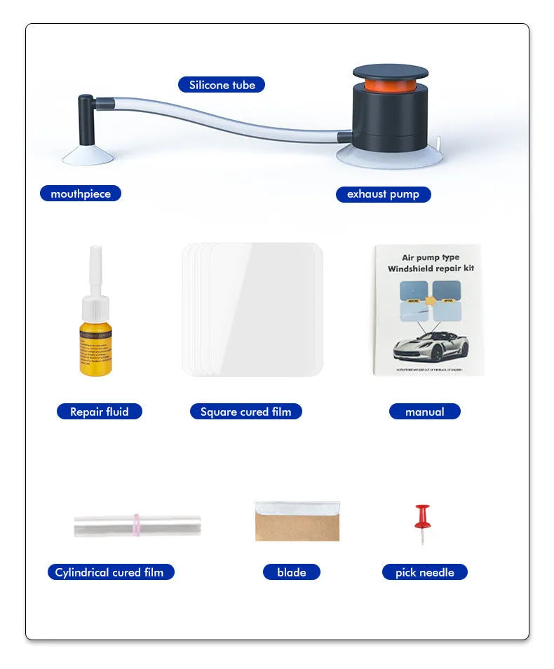 ABS plastic car windshield crack repair tools for star cracks and bullseye damage on windscreen