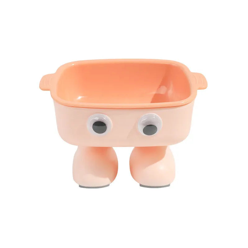 Robot-shaped elevated cat bowl with 15 degree tilt in green colour with detachable inner bowl